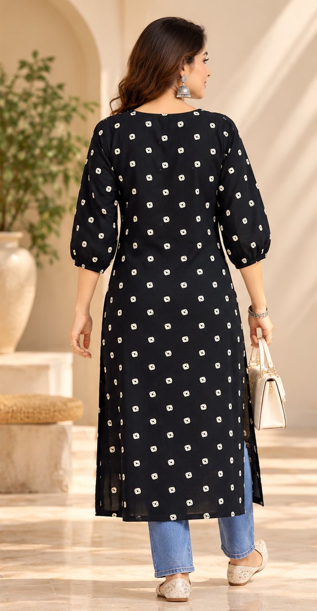 Gajraj Black Elephant Embroidered Kurta by Theaoura