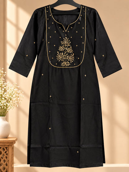 Shyama Black Embroidered Suit Set by Theaoura