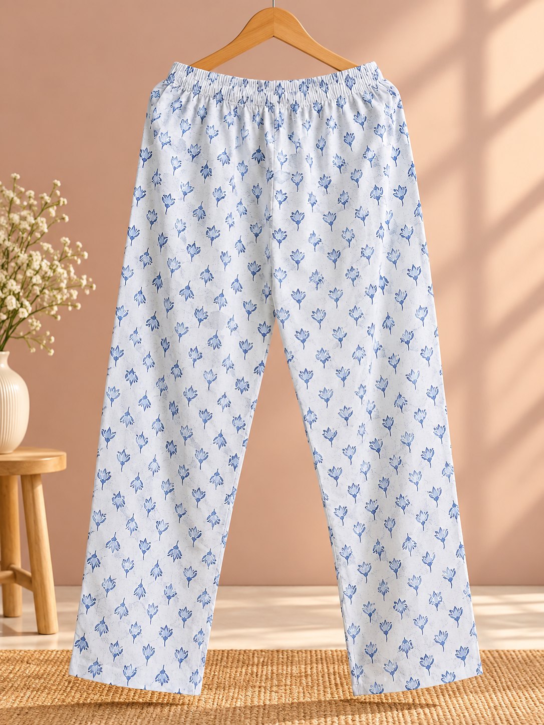 Indigo Bagh Blue & White Floral Print Kurta Set with Dupatta by Theaoura