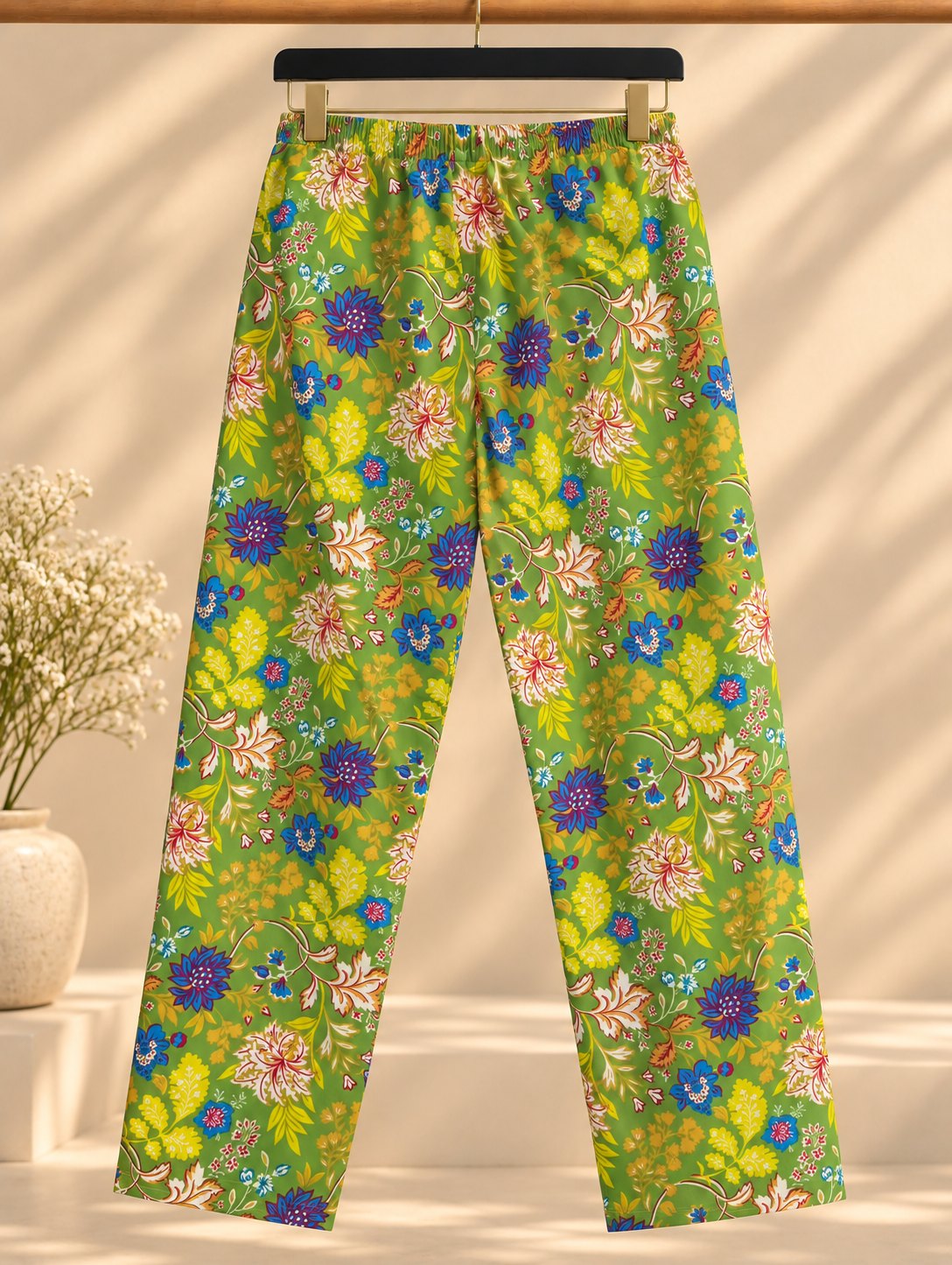 Hariyali Lime Green Floral Print Kurta Set by Theaoura