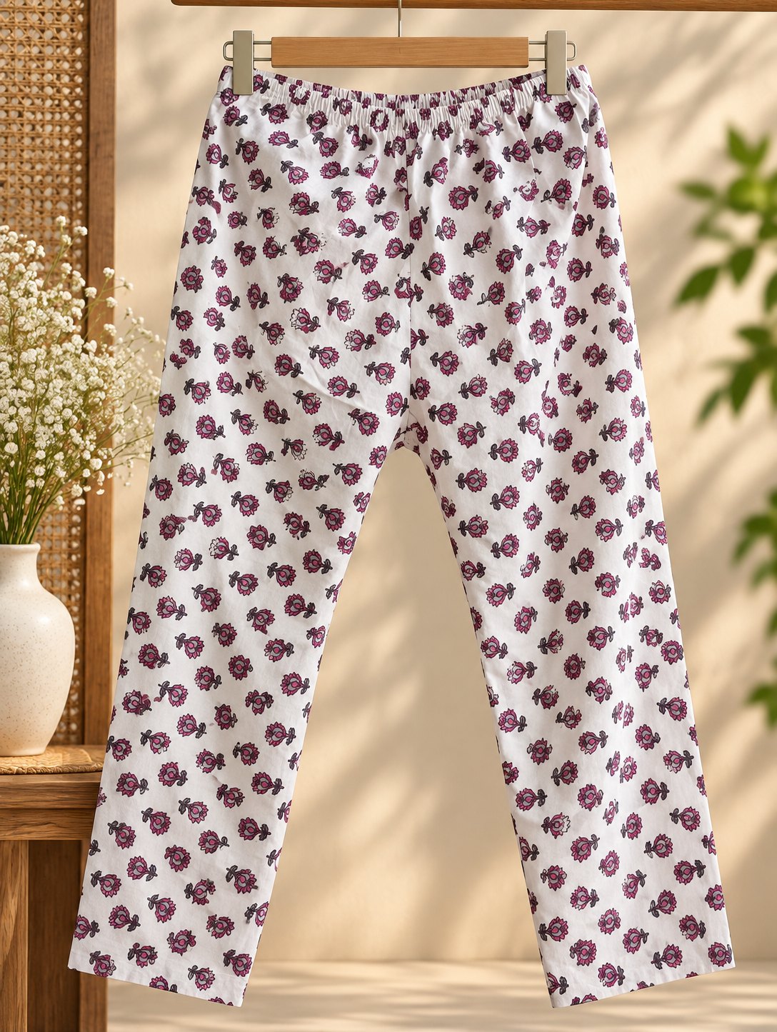 Saanjh Grey & Mauve Floral Print Embroidered Kurta Set by Theaoura