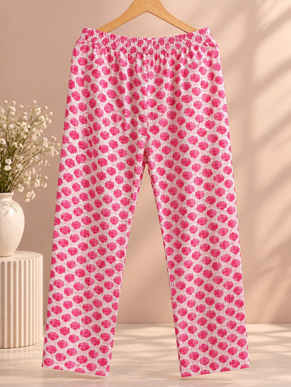 Gulab Rose Pink Floral Print Kurta Set by Theaoura