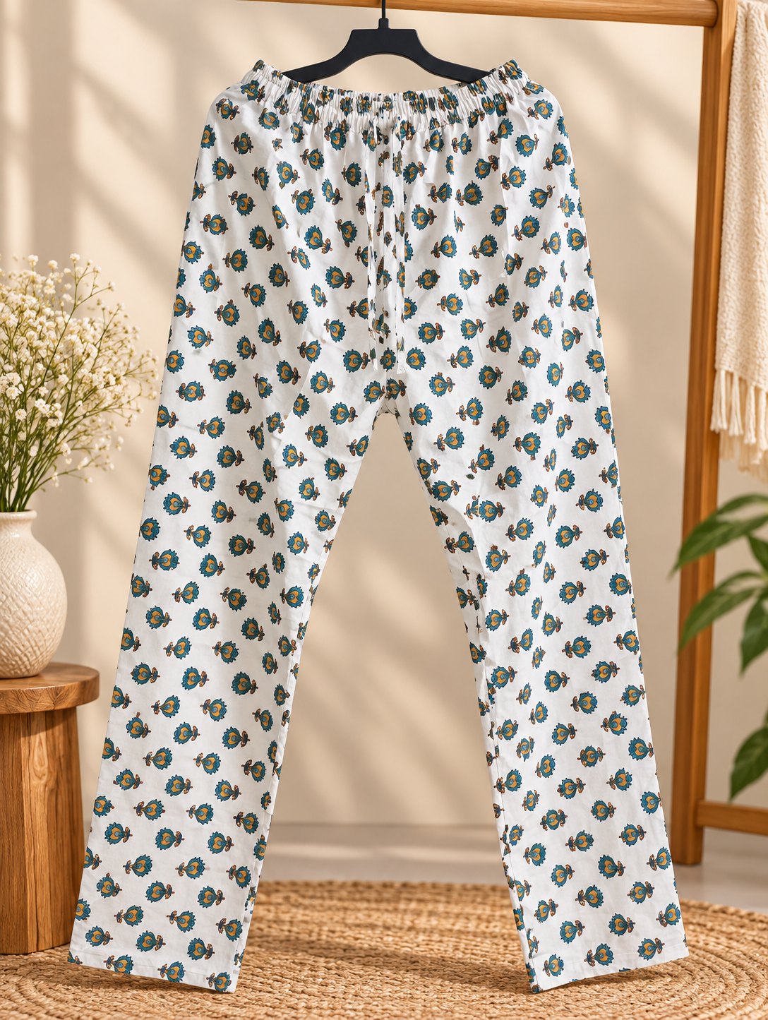 Tara Ivory & Teal Floral Print Kurta Set by Theaoura