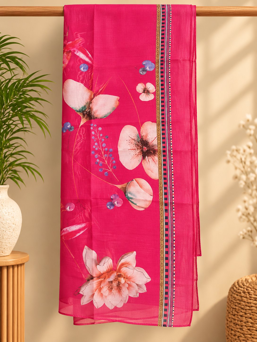 Gulabi Rani Pink Floral Embroidered Suit Set by Theaoura