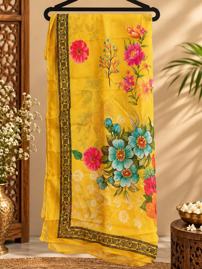 Basanti Mustard Yellow Embroidered Suit Set by Theaoura