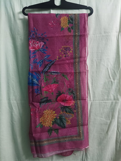Rangoli Berry Pink Embroidered Suit Set by Theaoura