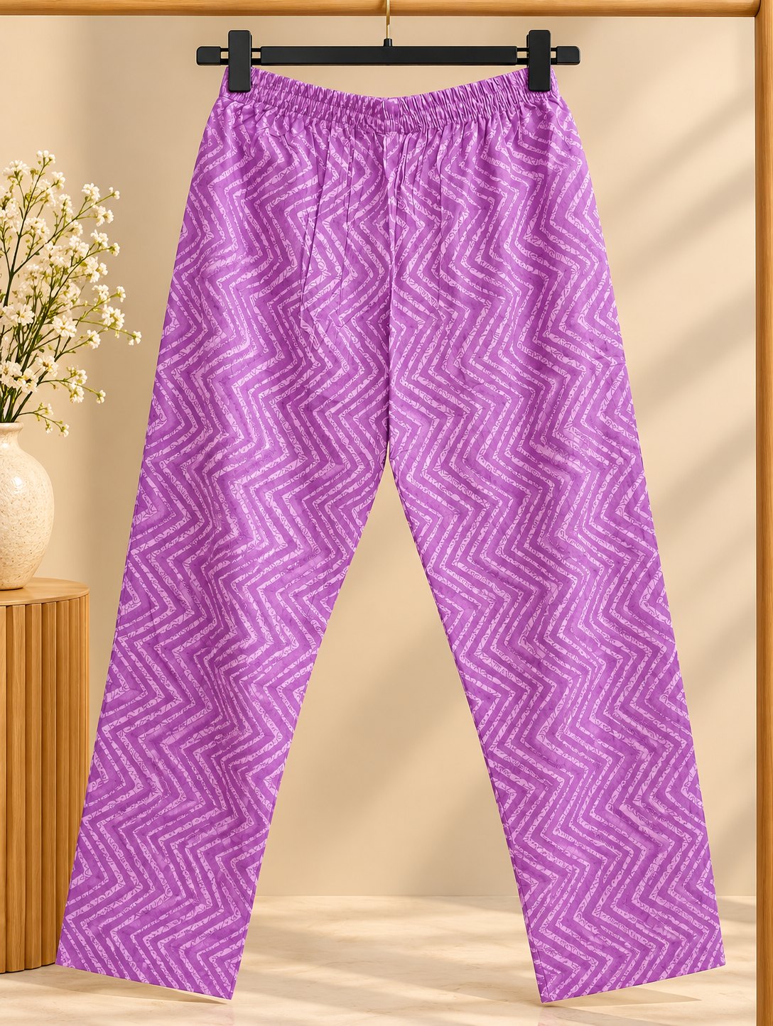 Kurinji Lavender Printed Embroidered Kurta Set with Dupatta by Theaoura