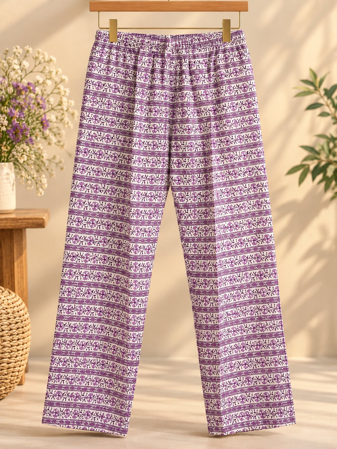 Nilofer White & Lilac Printed Kurta Set by Theaoura