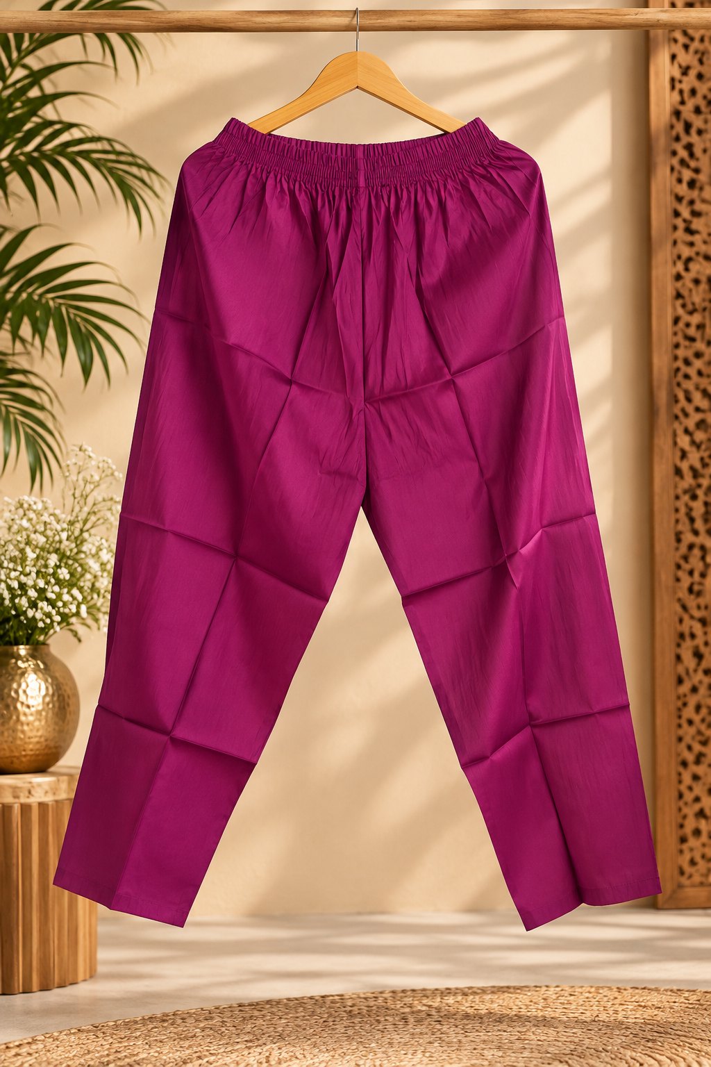 Gulnaz Magenta Floral Embroidered Suit Set by Theaoura