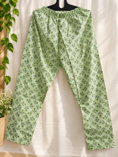 Pista Lime Green Printed Embroidered Kurta Set by Theaoura