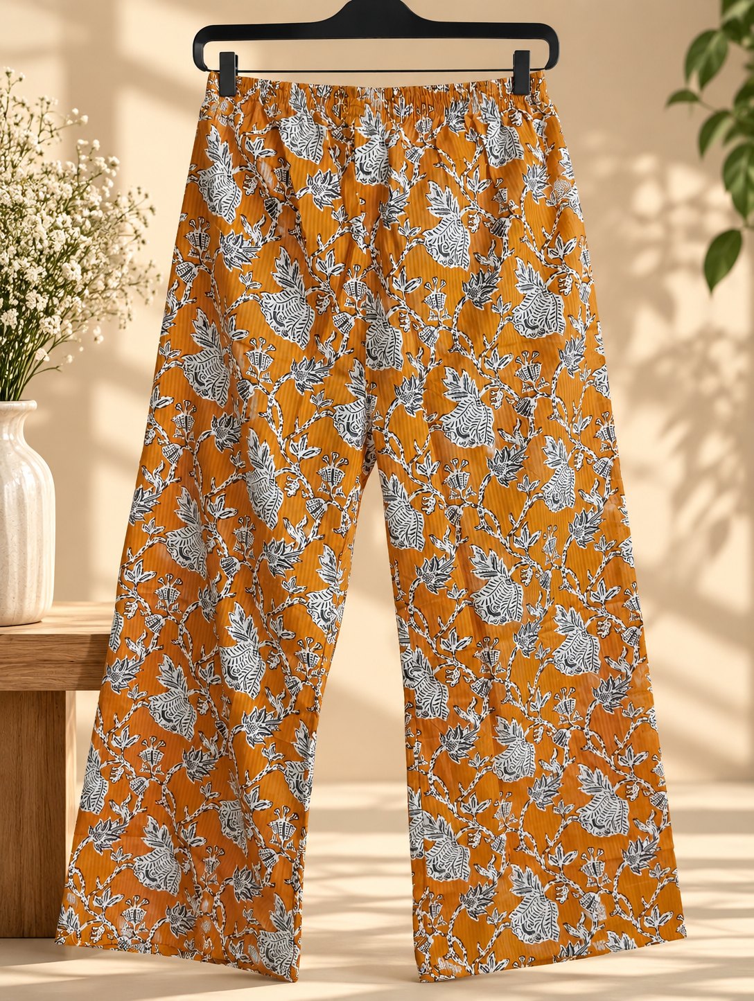 Kesariya Ochre Printed Kurta Set with Dupatta by Theaoura