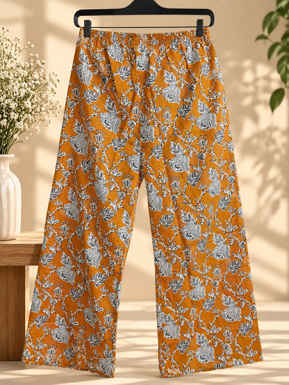 Kesariya Ochre Printed Kurta Set with Dupatta by Theaoura