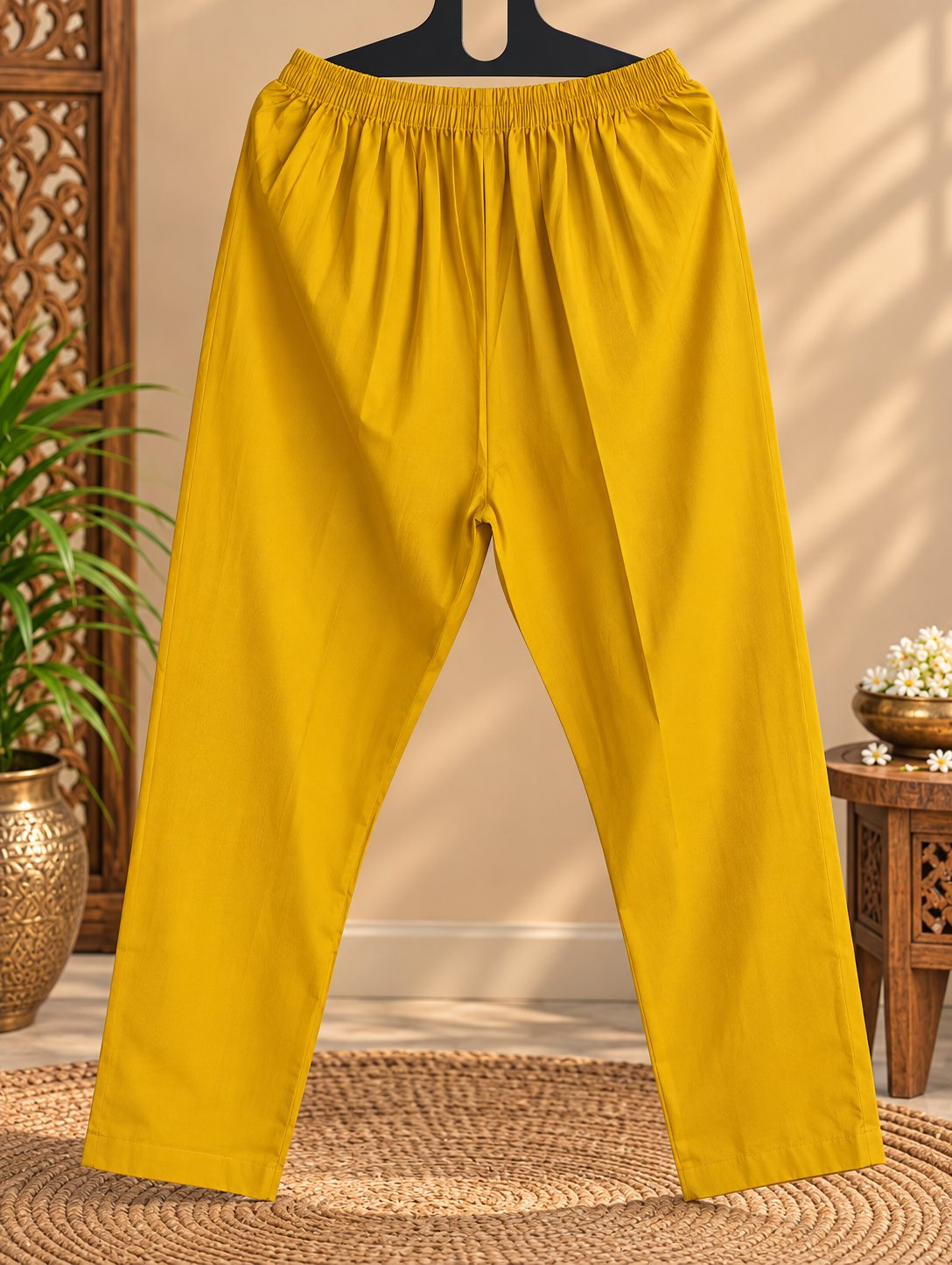 Basanti Mustard Yellow Embroidered Suit Set by Theaoura