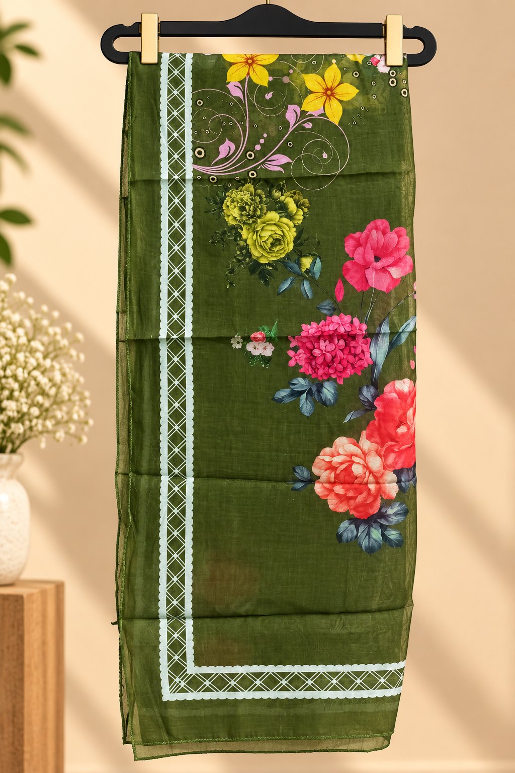 Hara Olive Green Embroidered Suit Set by Theaoura