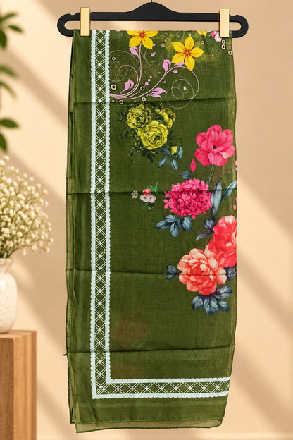 Hara Olive Green Embroidered Suit Set by Theaoura