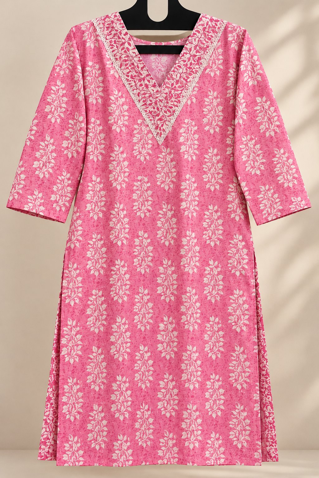 Champa Bubblegum Pink Printed Kurta Set by Theaoura
