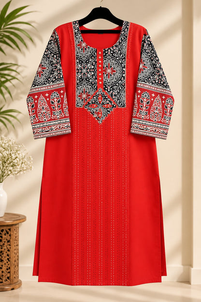 Kutch Red Printed Suit Set by Theaoura