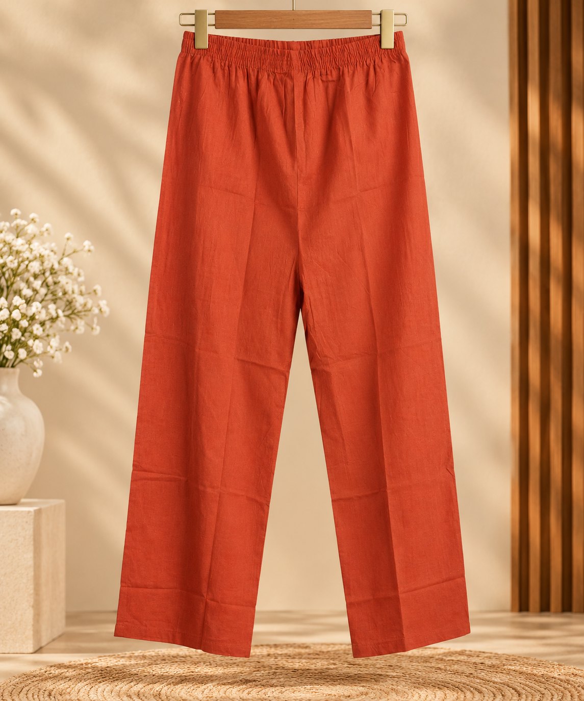 Kaavya Rust Mirror Work Suit Set by Theaoura