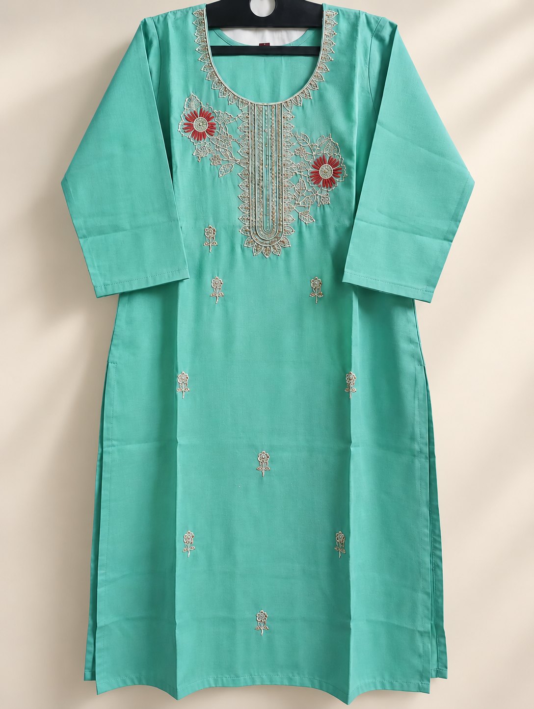 Firoza Aqua Floral Embroidered Suit Set by Theaoura